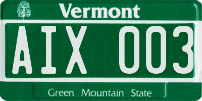 VT license plate AIX003