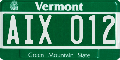 VT license plate AIX012