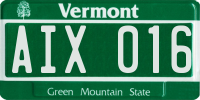 VT license plate AIX016