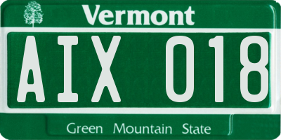 VT license plate AIX018