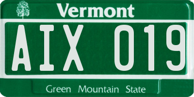 VT license plate AIX019