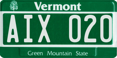 VT license plate AIX020