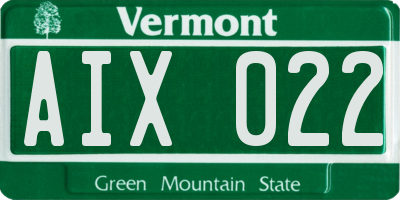 VT license plate AIX022