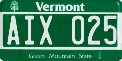 VT license plate AIX025