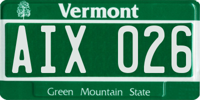 VT license plate AIX026