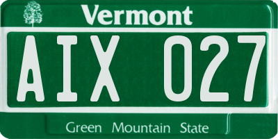 VT license plate AIX027