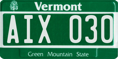 VT license plate AIX030
