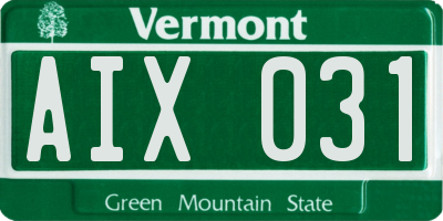 VT license plate AIX031
