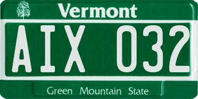 VT license plate AIX032