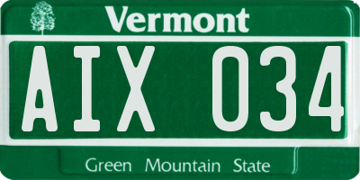 VT license plate AIX034