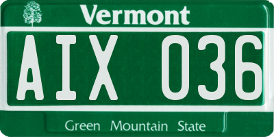 VT license plate AIX036