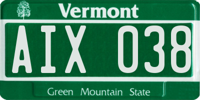 VT license plate AIX038