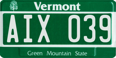 VT license plate AIX039