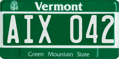 VT license plate AIX042
