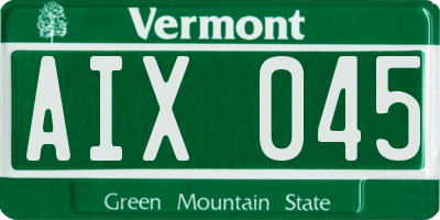 VT license plate AIX045