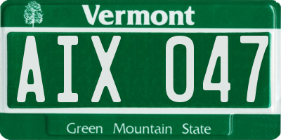 VT license plate AIX047