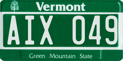 VT license plate AIX049
