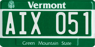 VT license plate AIX051