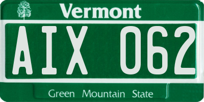 VT license plate AIX062