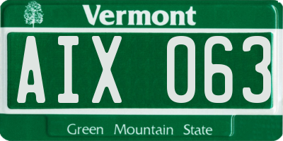 VT license plate AIX063