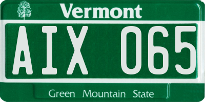 VT license plate AIX065