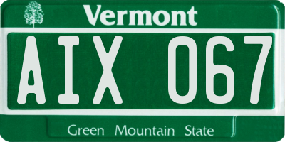 VT license plate AIX067
