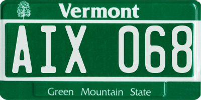 VT license plate AIX068