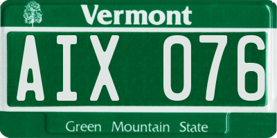 VT license plate AIX076