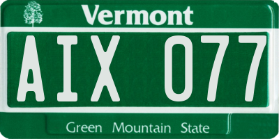 VT license plate AIX077