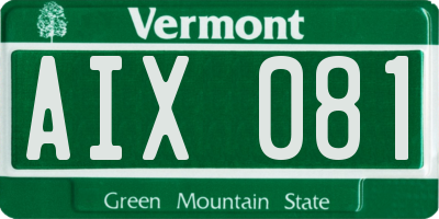 VT license plate AIX081
