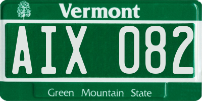 VT license plate AIX082