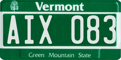 VT license plate AIX083