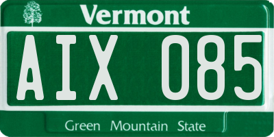 VT license plate AIX085