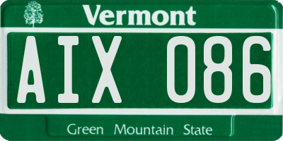 VT license plate AIX086