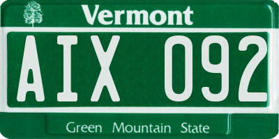 VT license plate AIX092