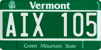 VT license plate AIX105