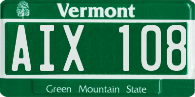 VT license plate AIX108