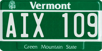 VT license plate AIX109