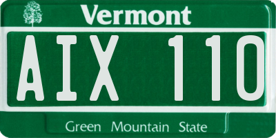 VT license plate AIX110