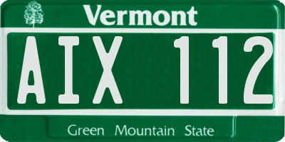 VT license plate AIX112