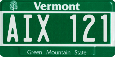 VT license plate AIX121