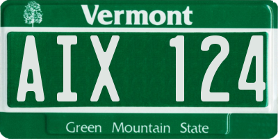 VT license plate AIX124