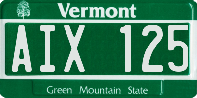 VT license plate AIX125