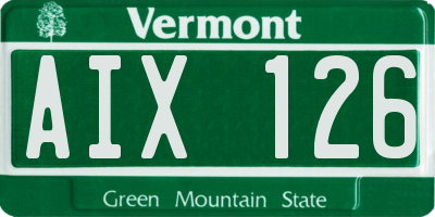 VT license plate AIX126
