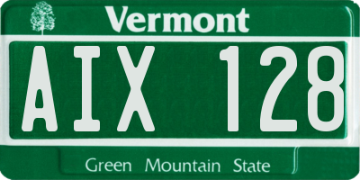 VT license plate AIX128