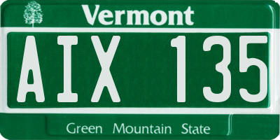 VT license plate AIX135