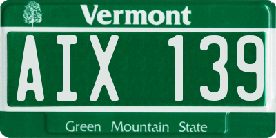 VT license plate AIX139