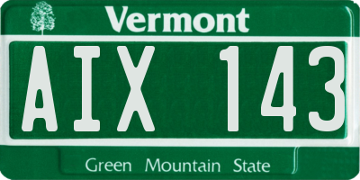 VT license plate AIX143