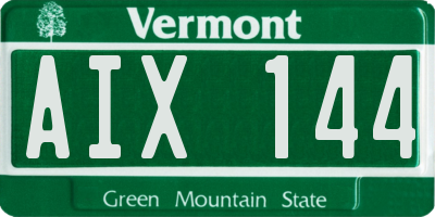 VT license plate AIX144