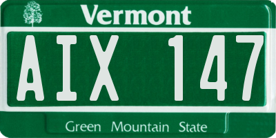 VT license plate AIX147